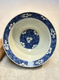 A Chinese blue and white 'Prunus on Cracked Ice' bowl, lingzhi mark, Kangxi