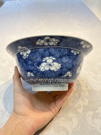 A Chinese blue and white 'Prunus on Cracked Ice' bowl, lingzhi mark, Kangxi