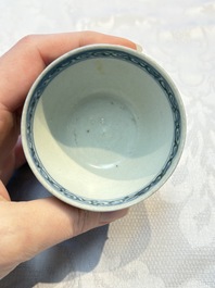 Four Chinese blue-glazed 'Hatcher Cargo' stem cups, Transitional period