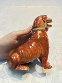 A pair of Chinese polychrome export models of dogs, Qianlong
