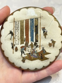 A rare and fine Japanese Satsuma box and cover, signed Yabu Meizan (1853-1934), Meiji, 19/20th C.