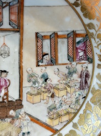 A very rare Chinese famille rose gilt-decorated 'Tea Packing' saucer, Qianlong, ca. 1745