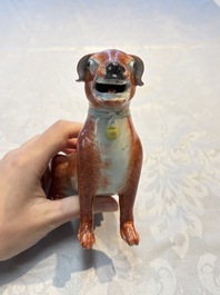A pair of Chinese polychrome export models of dogs, Qianlong