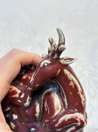 A Chinese flamb&eacute;-glazed deer, 18/19th C.