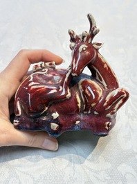 A Chinese flamb&eacute;-glazed deer, 18/19th C.