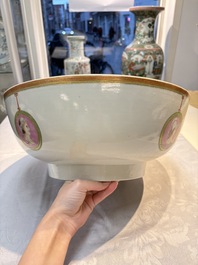 A rare and large Chinese famille rose 'Mythological Subject' punch bowl for the Danish market, Qianlong, ca. 1790