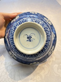 A Chinese blue and white 'Prunus on Cracked Ice' bowl, lingzhi mark, Kangxi