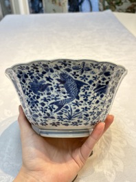 Two Chinese blue and white bowls, longevity and jade mark, Kangxi
