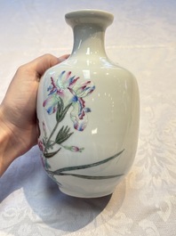 A pair of Chinese famille rose 'Pheasants' vases, Qianlong mark, Republic