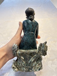 A fine and rare Chinese polychrome figure of a lady, Ye Yunhong Zhi 葉運紅製 mark, Republic
