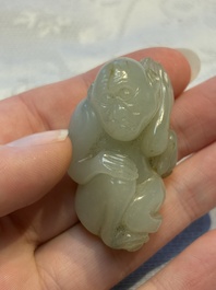 Four Chinese celadon and russet jade carvings, Qing