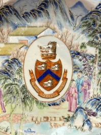 A rare pair of Chinese Canton famille rose armorial plates with the arms of Wight, ca. 1810