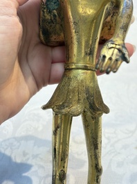 A Chinese gilt bronze figure of a birdman, probably Han