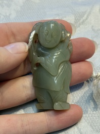 Four Chinese celadon and russet jade carvings, Qing