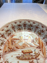 A Chinese iron-red and gilt-decorated 'Ode to the Red Cliff' dish, Kangxi