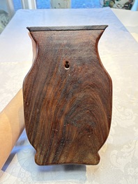 A rare Chinese moulded gourd wall pocket vase with landscape design, Guangxu mark and of the period