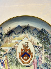 A rare pair of Chinese Canton famille rose armorial plates with the arms of Wight, ca. 1810