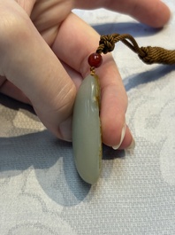 Four Chinese celadon and russet jade carvings, Qing