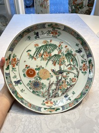 A pair of Chinese famille verte 'Bird Among Flowering Branches' dishes, Kangxi