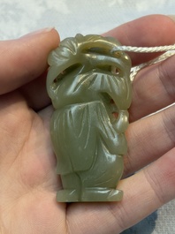 Four Chinese celadon and russet jade carvings, Qing