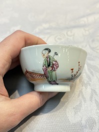 A varied collection of nine Chinese blue, white and famille rose wares, Kangxi and later