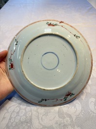 A pair of Chinese famille verte 'Birds Among Flowering Branches' plates, Kangxi