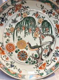 A pair of Chinese famille verte 'Bird Among Flowering Branches' dishes, Kangxi