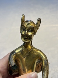 A Chinese gilt bronze figure of a birdman, probably Han