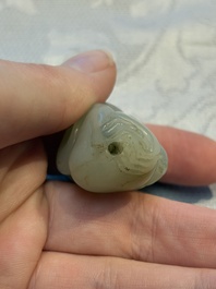 Four Chinese celadon and russet jade carvings, Qing