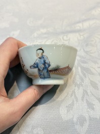 A varied collection of nine Chinese blue, white and famille rose wares, Kangxi and later