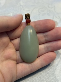 Four Chinese celadon and russet jade carvings, Qing