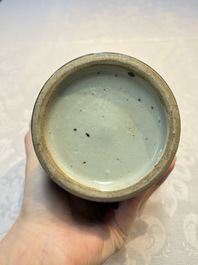 A Chinese blue-glazed jar and a flamb&eacute;-glazed vase, 19/20th C.