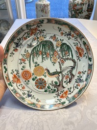 A pair of Chinese famille verte 'Bird Among Flowering Branches' dishes, Kangxi