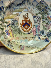 A rare pair of Chinese Canton famille rose armorial plates with the arms of Wight, ca. 1810