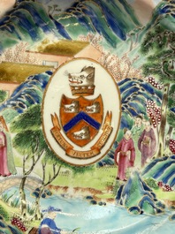 A rare pair of Chinese Canton famille rose armorial plates with the arms of Wight, ca. 1810