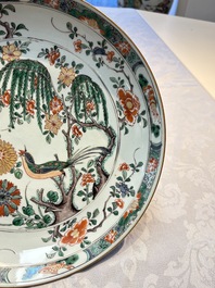 A pair of Chinese famille verte 'Bird Among Flowering Branches' dishes, Kangxi