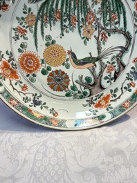 A pair of Chinese famille verte 'Bird Among Flowering Branches' dishes, Kangxi