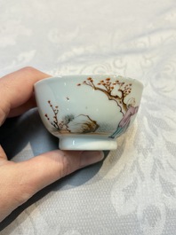 A varied collection of nine Chinese blue, white and famille rose wares, Kangxi and later
