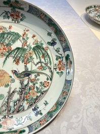 A pair of Chinese famille verte 'Bird Among Flowering Branches' dishes, Kangxi