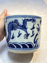 A varied collection of nine Chinese blue, white and famille rose wares, Kangxi and later