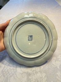 A Japanese Arita blue and white 'Bonsai' plate, Fuku mark, Edo, 17th C.