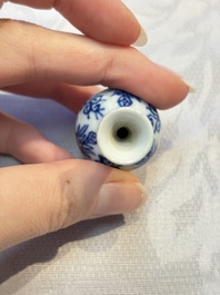 A group of 12 Chinese blue and white miniature vases and a small bottle vase, Kangxi