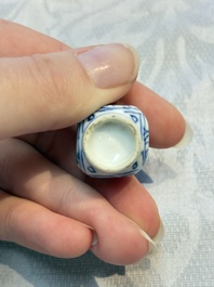 A group of 12 Chinese blue and white miniature vases and a small bottle vase, Kangxi