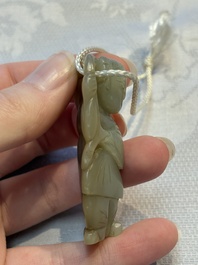 Four Chinese celadon and russet jade carvings, Qing