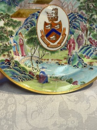 A rare pair of Chinese Canton famille rose armorial plates with the arms of Wight, ca. 1810