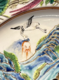 A rare Chinese Canton famille rose dish, 19th C.