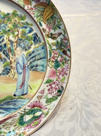 A rare Chinese Canton famille rose dish, 19th C.