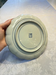 A Japanese Arita blue and white 'Bonsai' plate, Fuku mark, Edo, 17th C.
