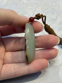 Four Chinese celadon and russet jade carvings, Qing