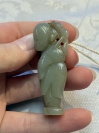 Four Chinese celadon and russet jade carvings, Qing